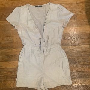 Tan and white striped romper